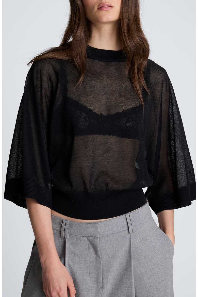 Raglan Sleeve Crewneck Sweater, Main, color, BLACK