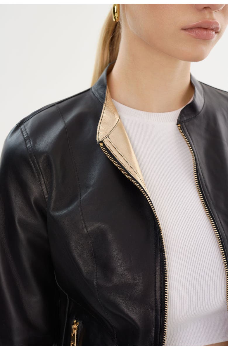 LAMARQUE CHAPIN | Reversible Leather Bomber, Alternate, color, Black/Gold