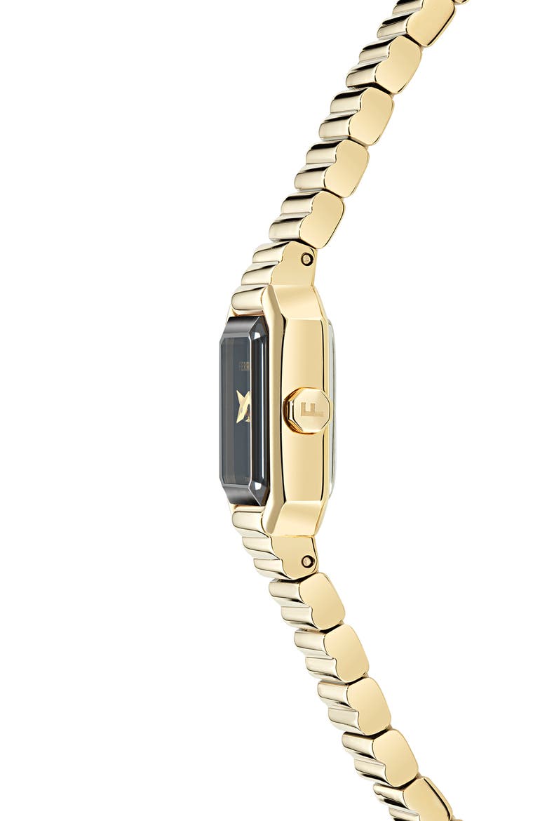 Crystal Petite Bracelet Watch, 15mm x 20mm, Alternate, color, YELLOW GOLD/BLACK