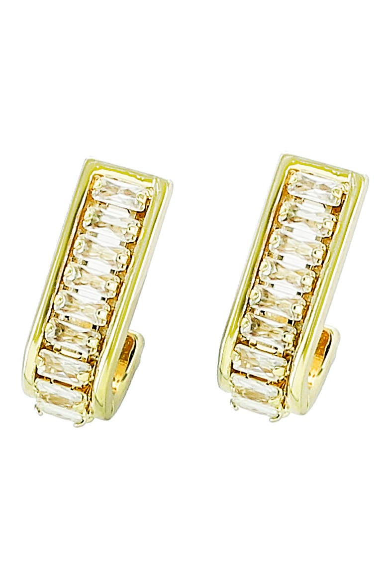 Cubic Zirconia J-Hoop Earrings, Main, color, GOLD