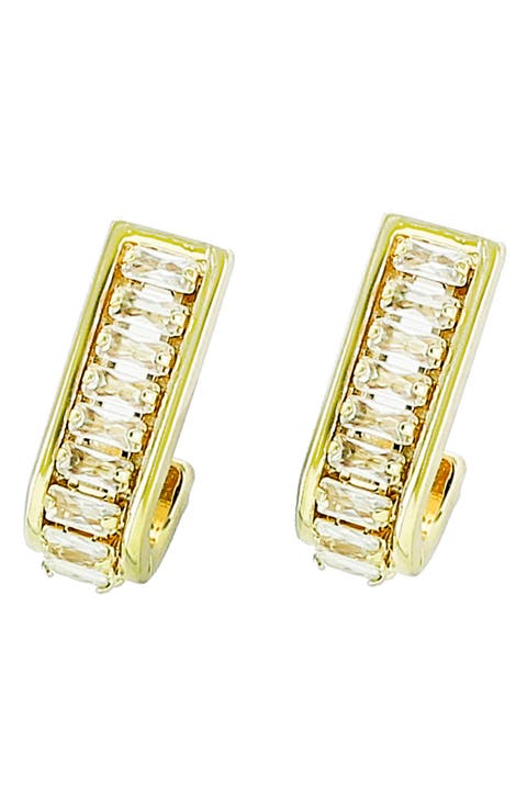 Cubic Zirconia J-Hoop Earrings