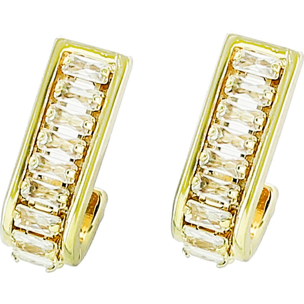 Panacea Cubic Zirconia J-hoop Earrings In Gold