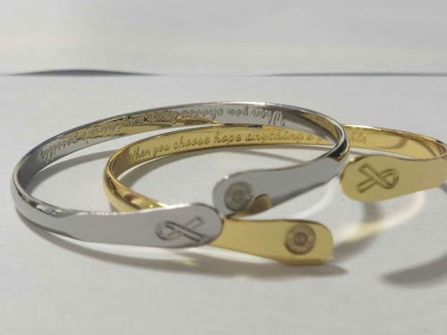 Hollywood Sensation Cancer Awareness Bracelets, Engraved Bracelets When You Choose Hope Anything Is In Silver