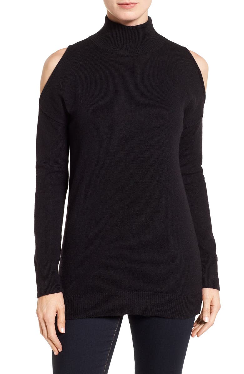 Halogen<sup>®</sup> Cold Shoulder Turtleneck Sweater, Alternate, color,