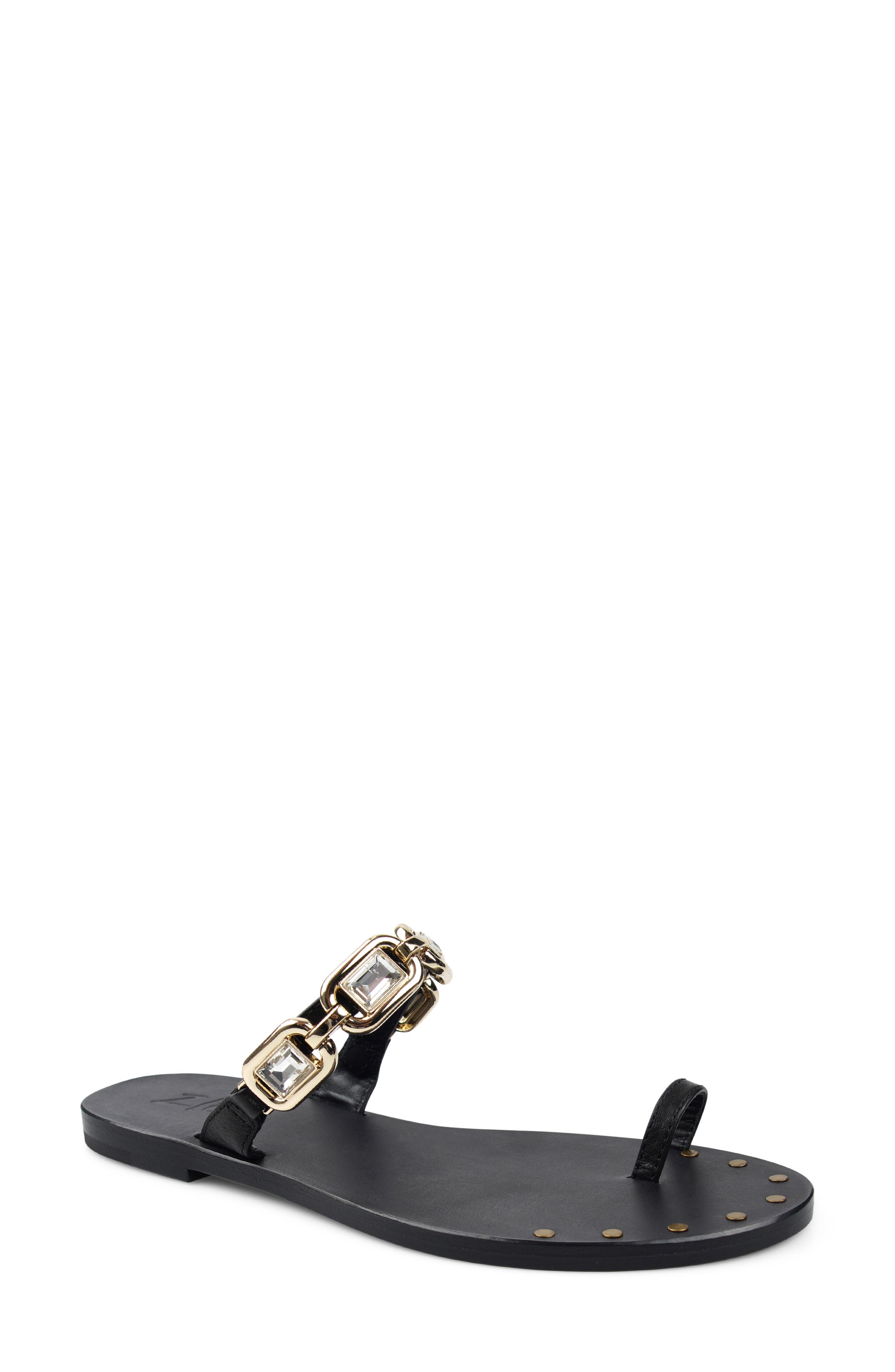 Toe Loop Sandal, Main, color, BLACK