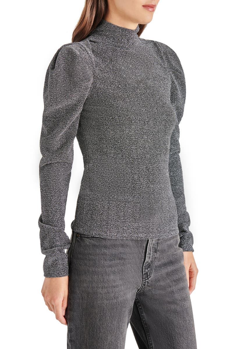 Steve Madden Estella Metallic Puff Shoulder Knit Top, Alternate, color, 