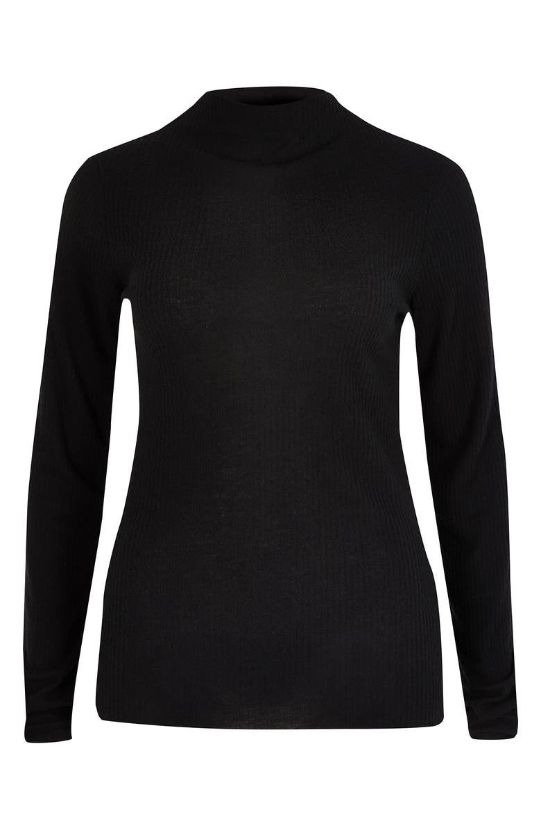 River Island High Neck Long Sleeve Brushed Rib Top, Alternate, color, 