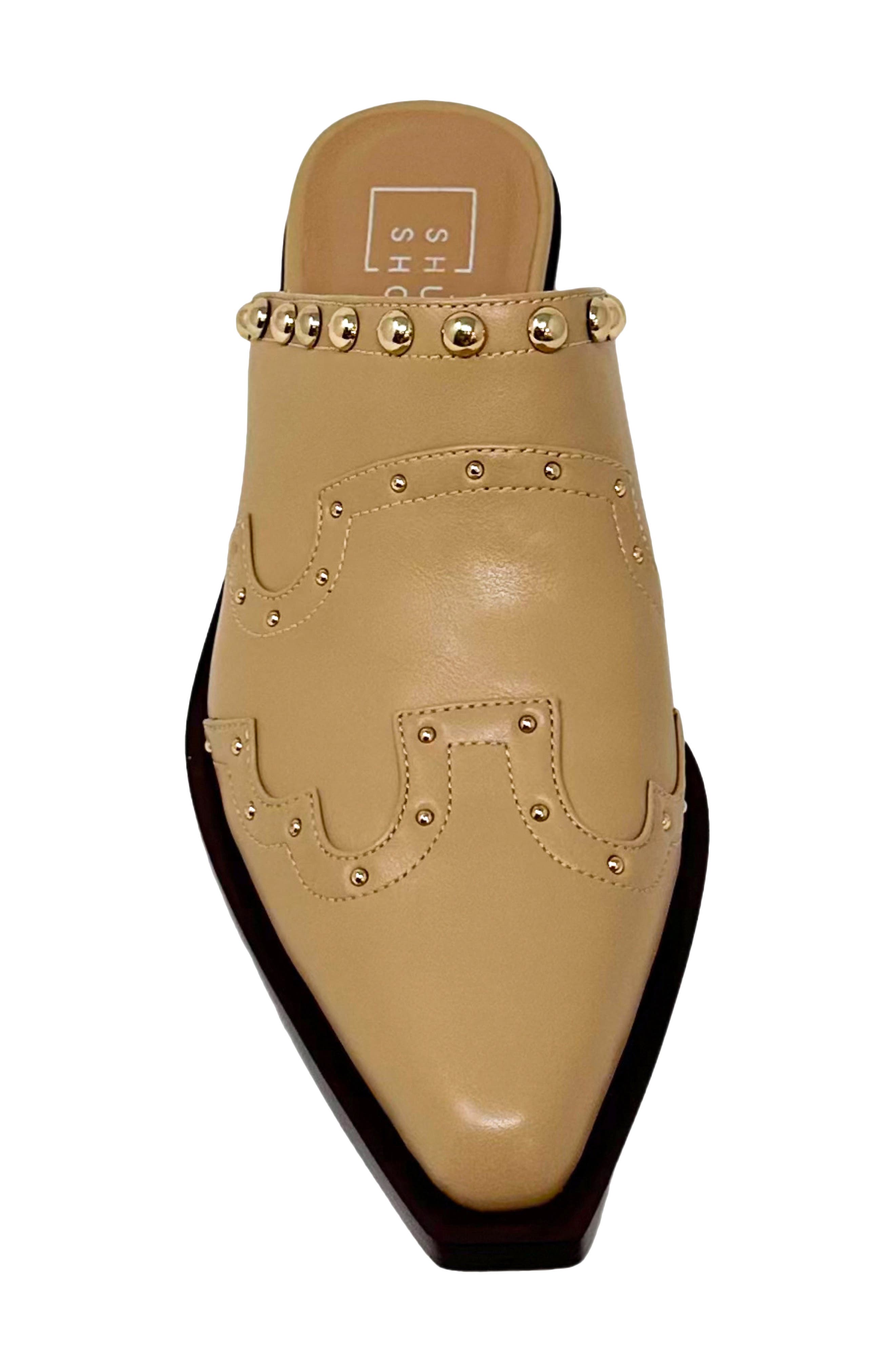 Thalia Studded Mule, Alternate, color, BEIGE