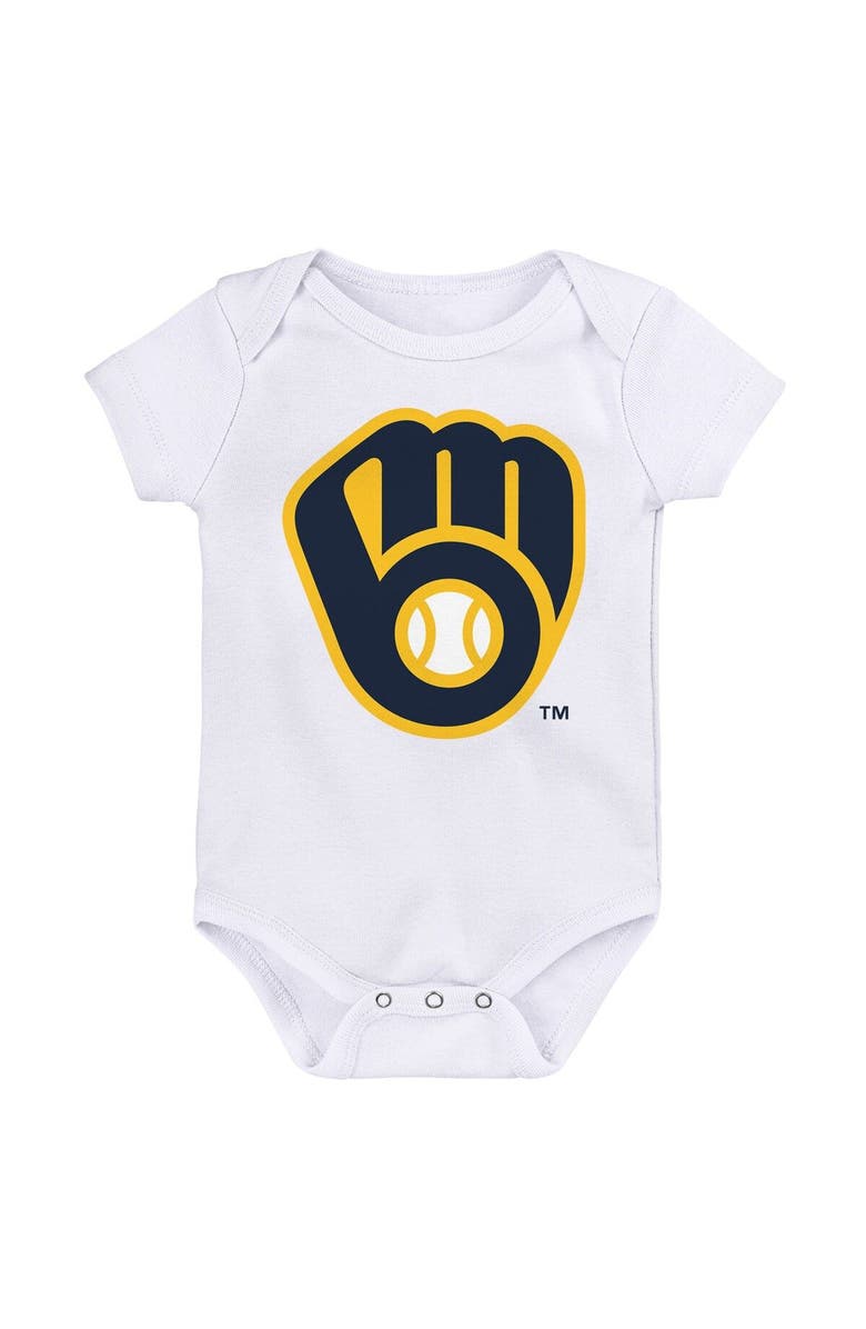 Outerstuff Infant Gold/Navy/White Milwaukee Brewers Minor League Player Three-Pack Bodysuit Set, Alternate, color, Gold