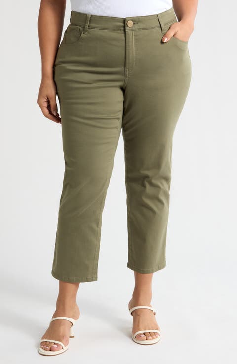 'Ab'Solution High Waist Ankle Straight Leg Pants (Plus)