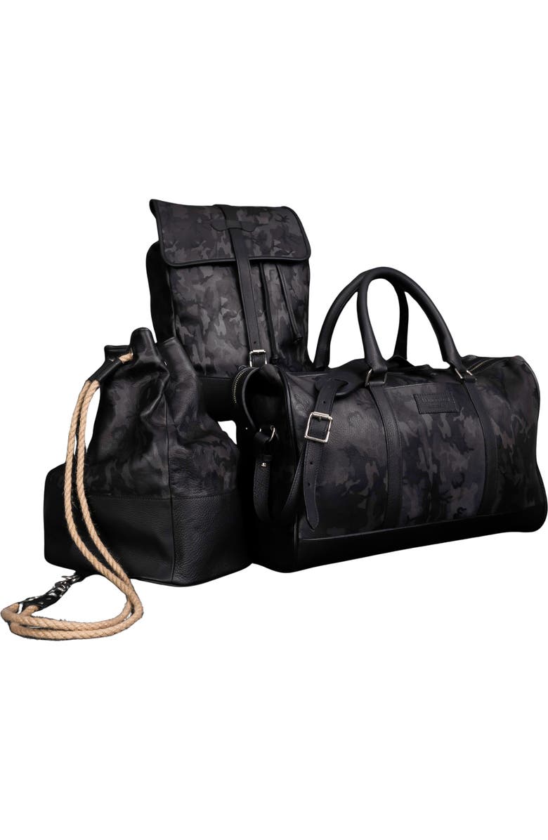 Prince of Scots Wanderlust Leather Duffle Bag, Main, color, Grey Camo