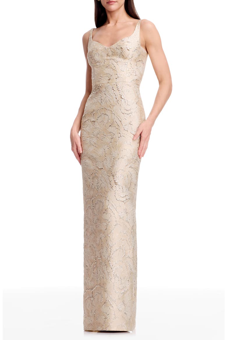 Elijah Seamed Jacquard Column Gown, Main, color, CHAMPAGNE