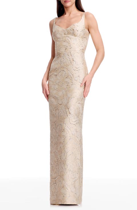 Elijah Seamed Jacquard Column Gown