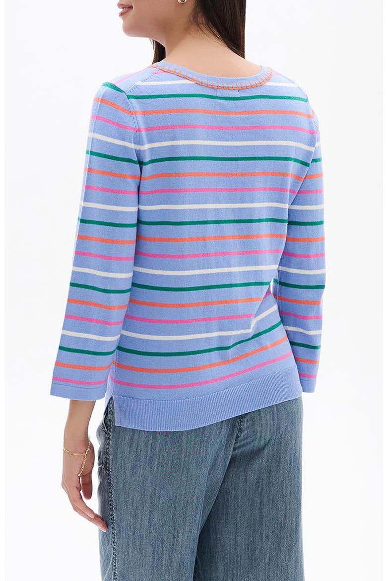 Stripe Embroidered Cotton T-Shirt Shirt, Alternate, color, PURPLE