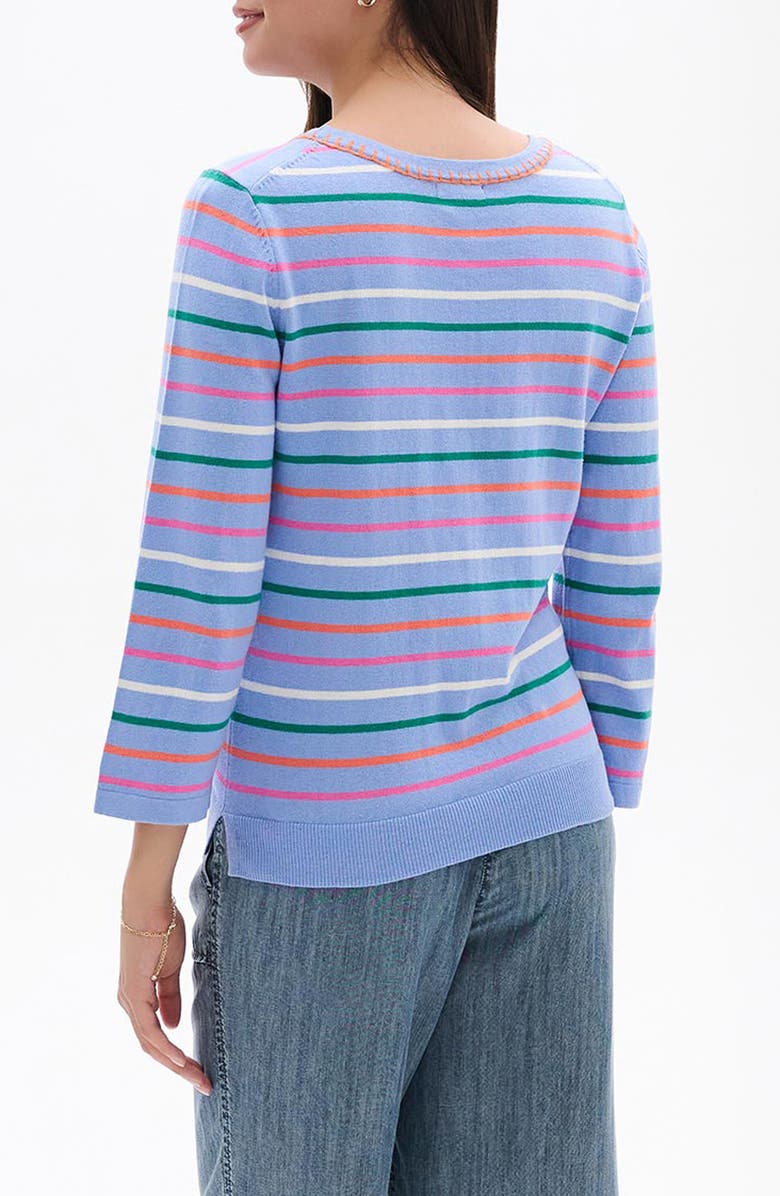 Hatley Stripe Embroidered Cotton T-Shirt Shirt, Alternate, color, Purple