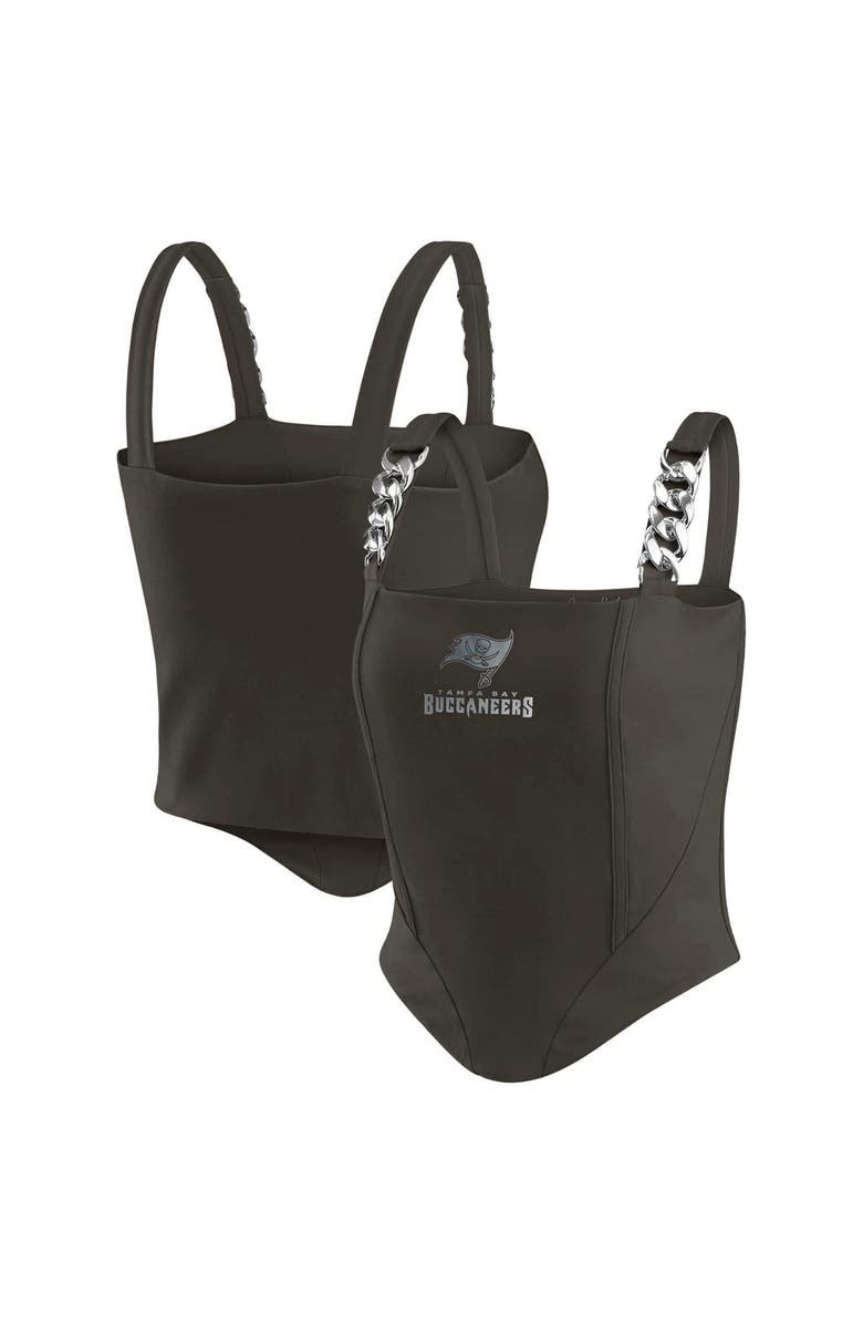 WEAR by Erin Andrews Women's WEAR by Erin Andrews x Gracie Hunt Pewter Tampa Bay Buccaneers Chain Link Corset Top, Main, color, 