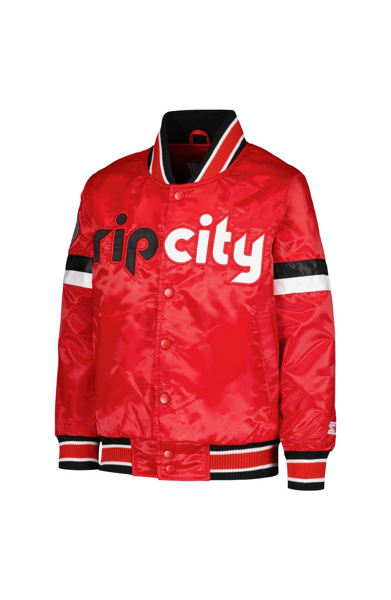 STARTER Youth Starter Red Portland Trail Blazers Home Game Varsity Satin Full-Snap Jacket, Alternate, color, Red