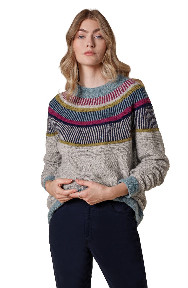 Celtic & Co. Statement Donegal Wool Sweater, Main, color, Pebble