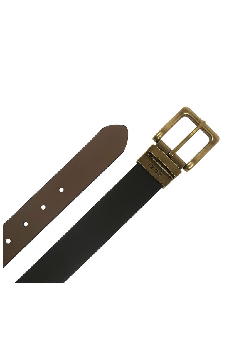Mens Reversible Cut Edge Leather Belt, Alternate, color, Black