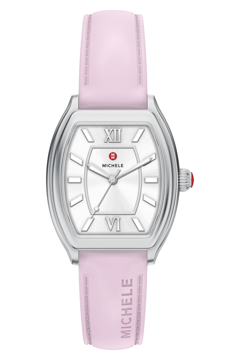 Relev  Sport Mid Silicone Strap Watch, 32mm, Main, color, PINK/ WHITE
