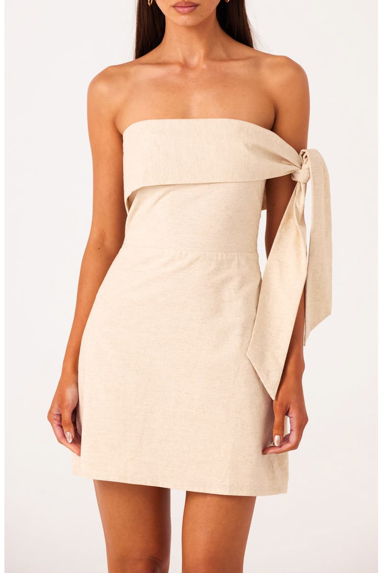 Jaymie Strapless Linen & Cotton Minidress, Alternate, color, NATURAL