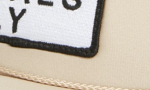 Friday Feelin ' Locals Only Patch Trucker Hat In Tan