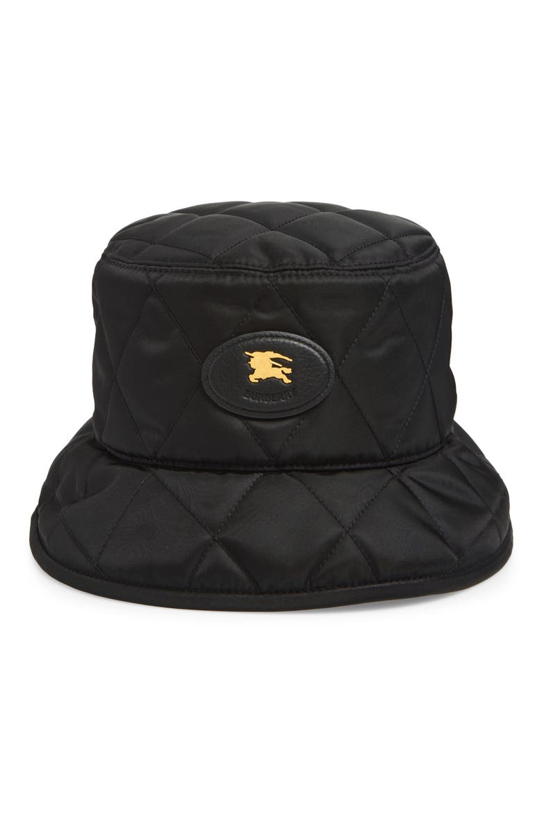 EKD Stamp Quilted Nylon Bucket Hat, Main, color, BLACK