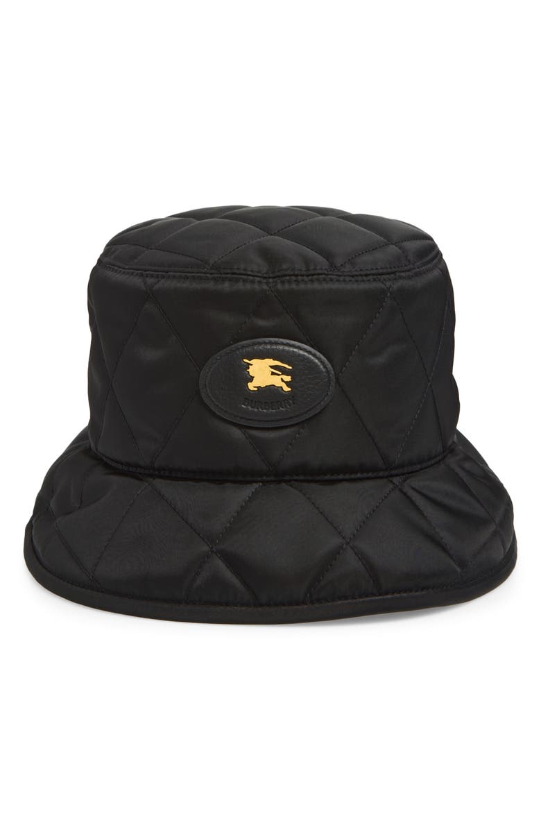 Burberry EKD Stamp Quilted Nylon Bucket Hat, Main, color, Black