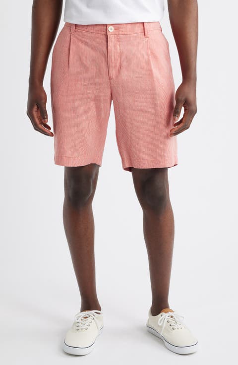 Isla Sands Pleated Stripe Linen Blend Shorts