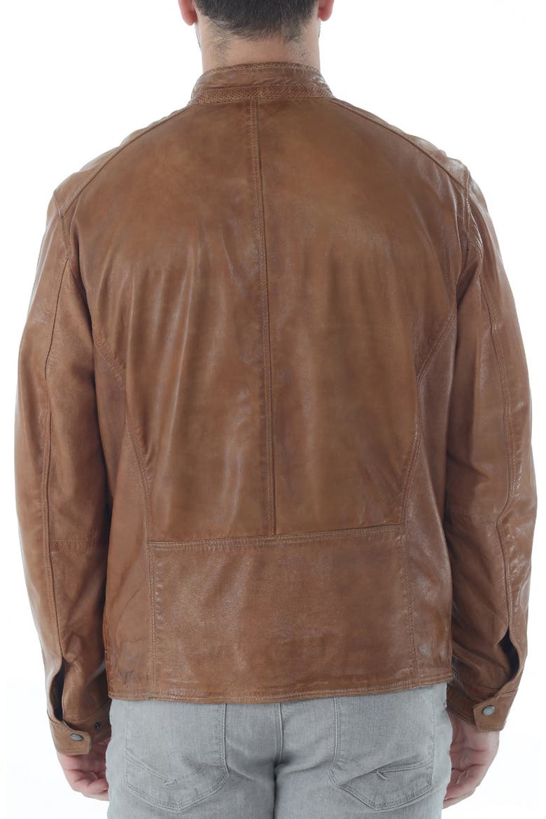 Perforated Leather Jacket, Alternate, color, CAMEL