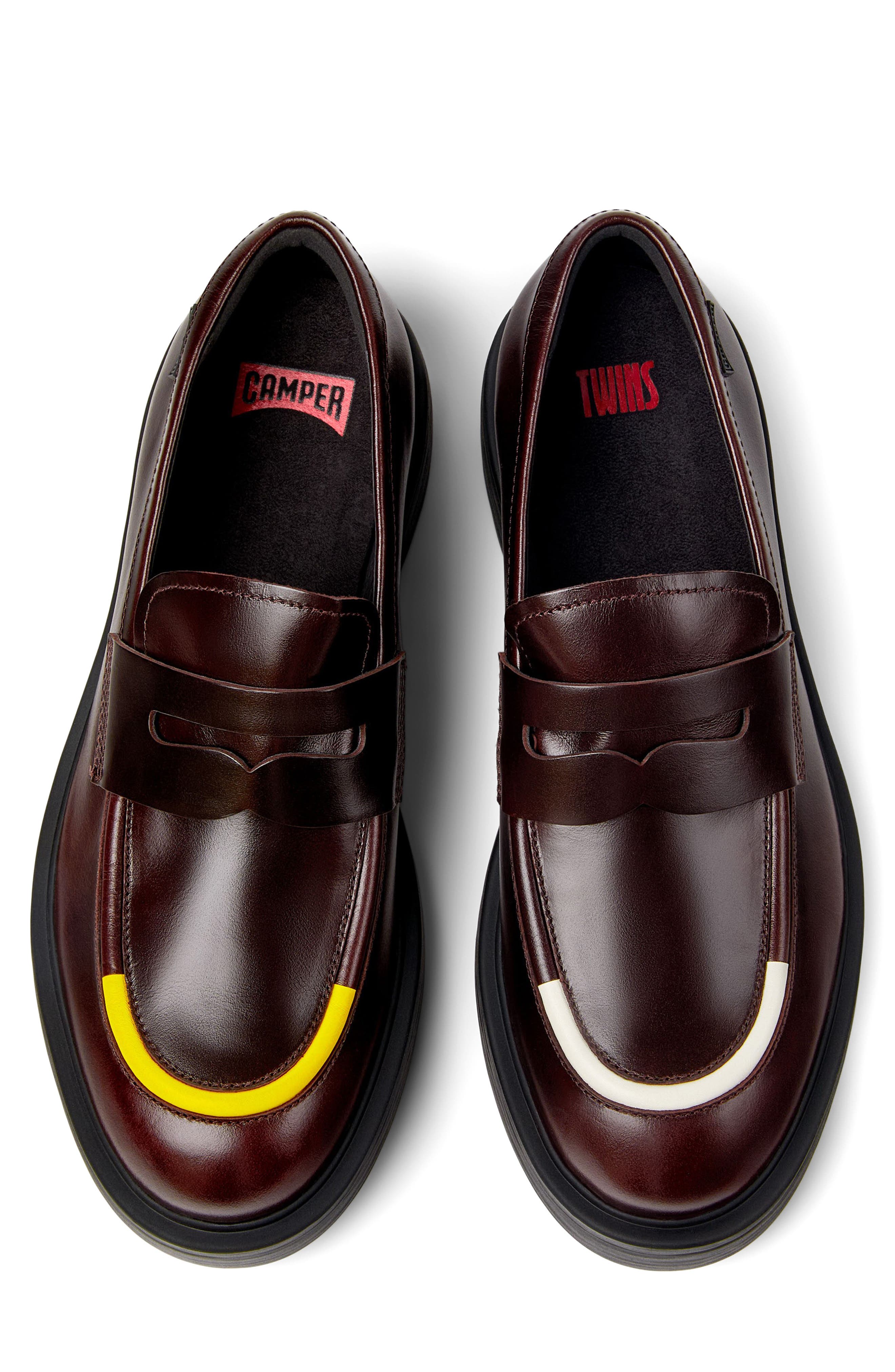 Camper Dean Twins Mismatched Penny Loafers, Main, color, 