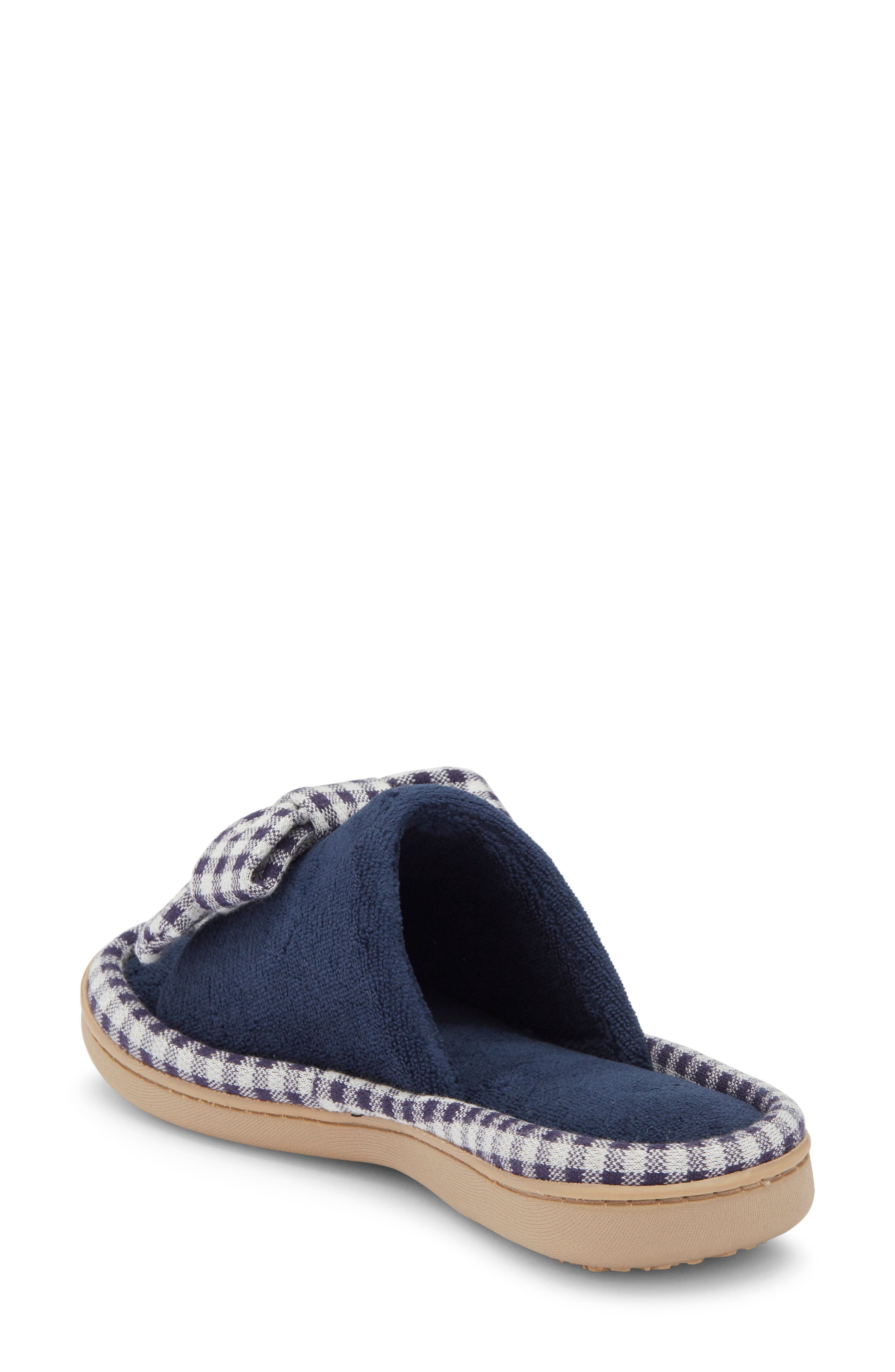 Microterry Bow Slide Slipper, Alternate, color, NAVY