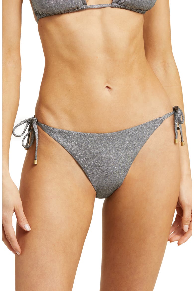 Elle Metallic Side Tie Bikini Bottoms, Main, color, TWILIGHT METALLIC