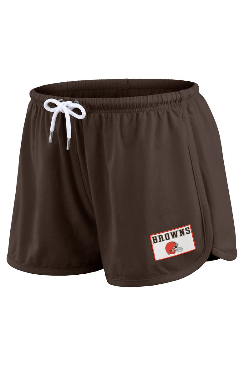 Women's WEAR by Erin Andrews Brown Cleveland Browns Heavy Rugby Jersey Long Sleeve T-Shirt & Shorts Lounge Set, Alternate, color, Brown