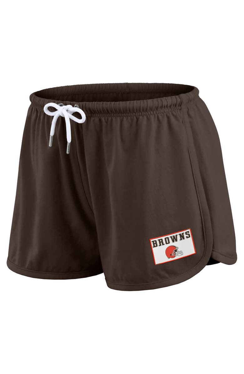 WEAR by Erin Andrews Women's WEAR by Erin Andrews Brown Cleveland Browns Heavy Rugby Jersey Long Sleeve T-Shirt & Shorts Lounge Set, Alternate, color, Brown