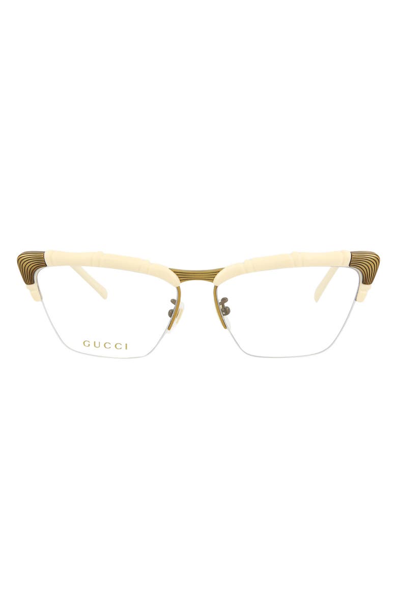 Gucci 58mm Novelty Square Optical Glasses, Main, color, White Transparent