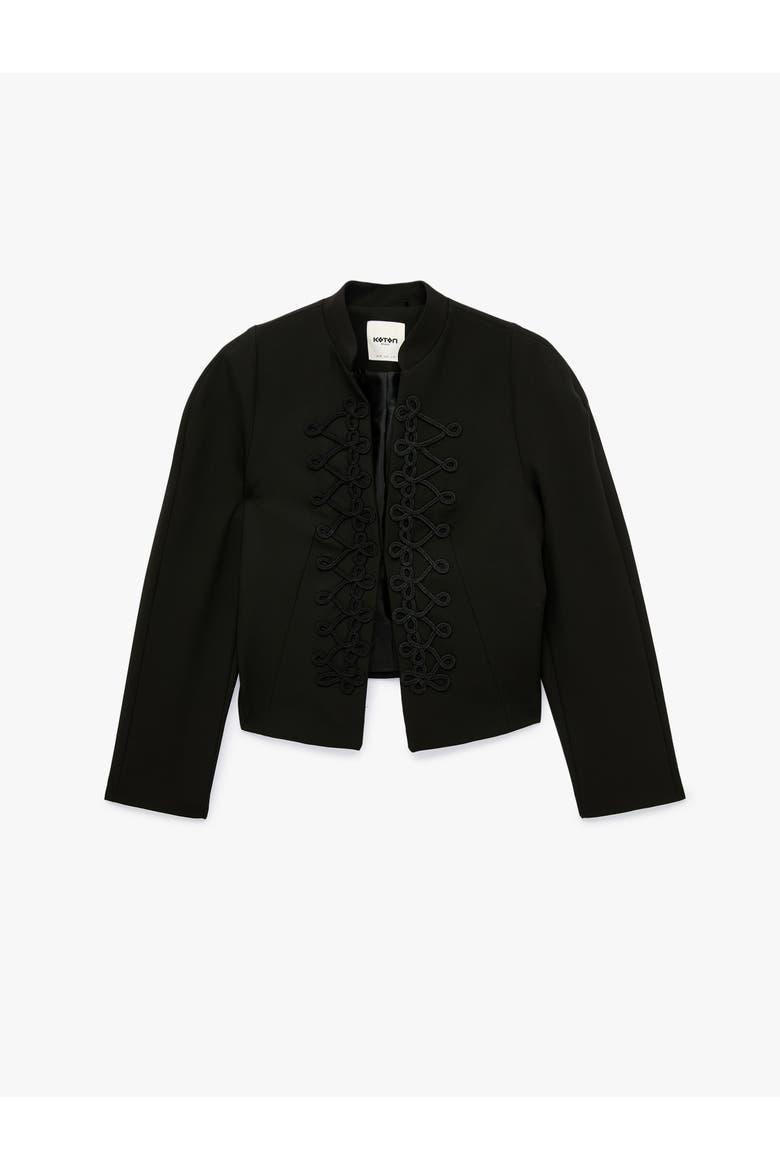 Mandarin Color Character Koton Long Sleeve Mandarin Collar Cropped Ornate Jacket (Women) | Nordstrom