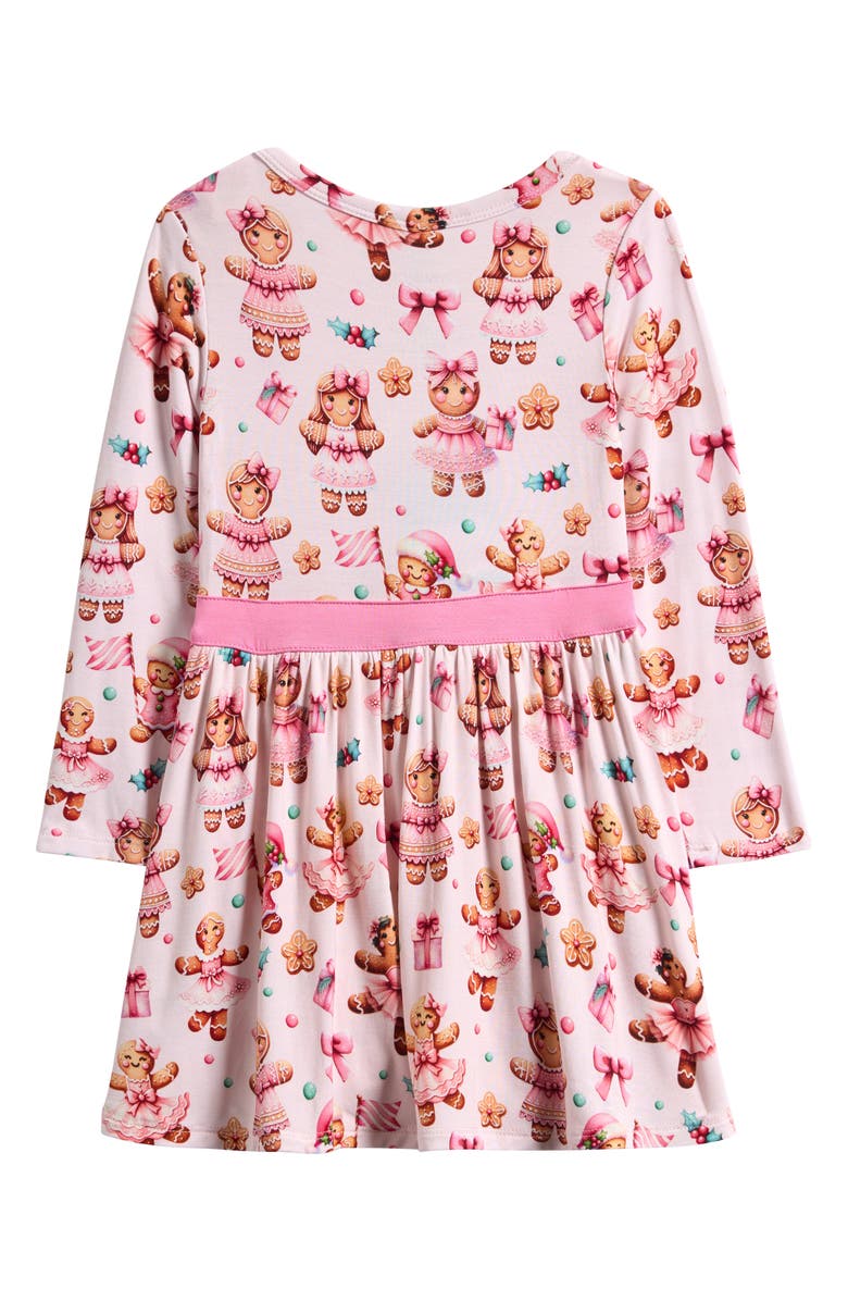 Posh Peanut Bow Twirl Long Sleeve Skirted Bodysuit, Alternate, color, Pink