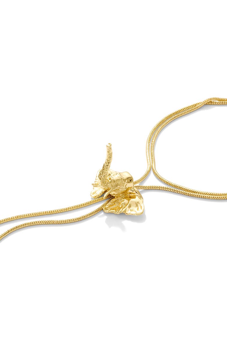 14K Gold-Plated Bolo Tie Necklace, Alternate, color, Elephant