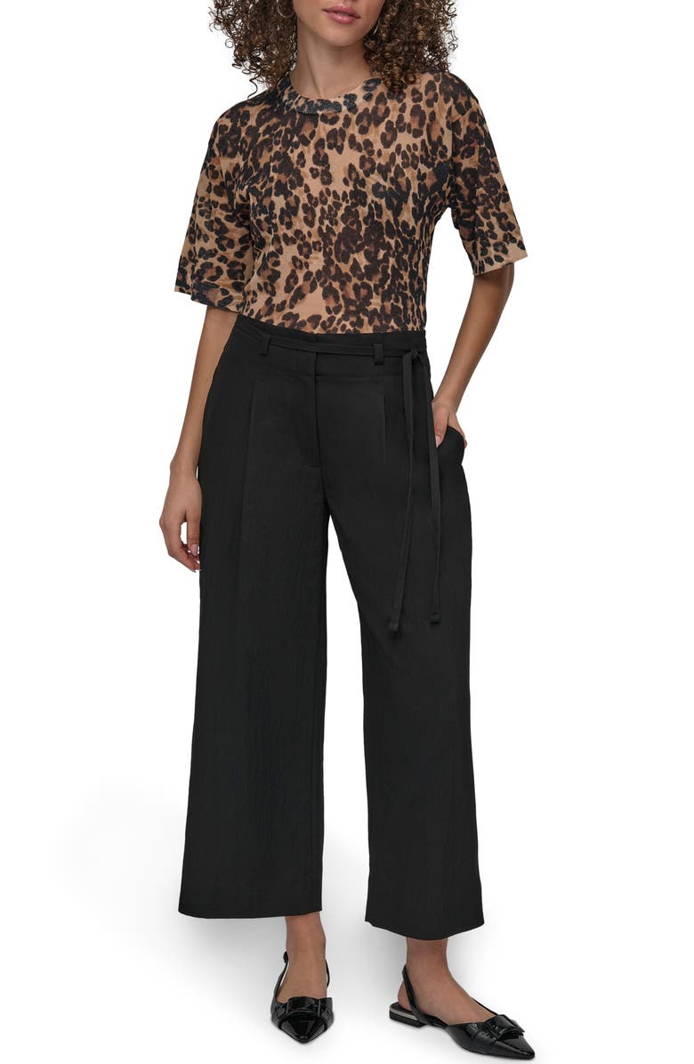 DKNY Tie Front Twill Pants, Alternate, color, 