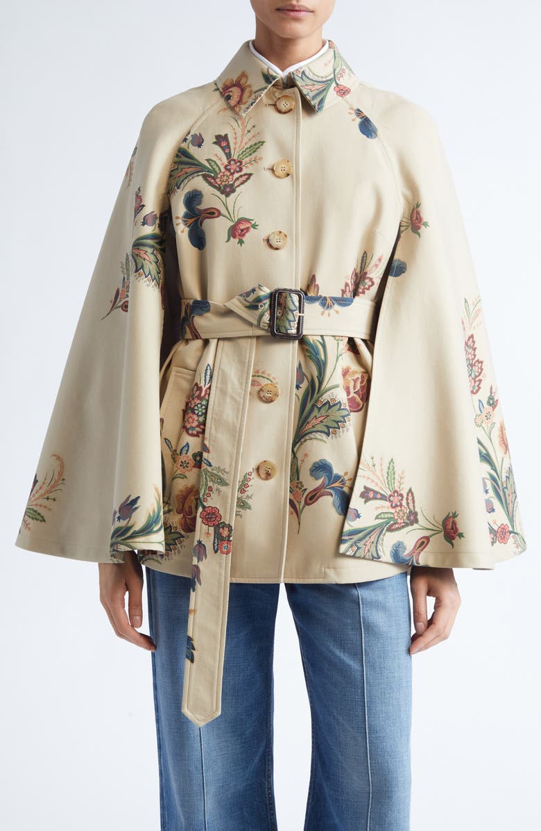 Etro Paisley Cape Trench Coat, Main, color,