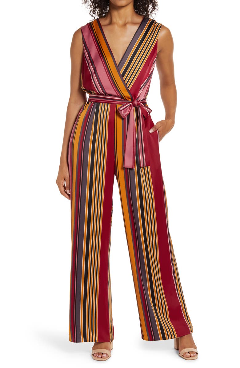 Maggy London Stripe Wide Leg Jumpsuit, Main, color,
