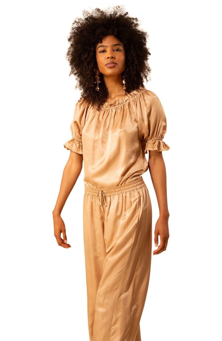 Hale Bob Raegan Solid Washed Charmeuse Pant, Alternate, color, 