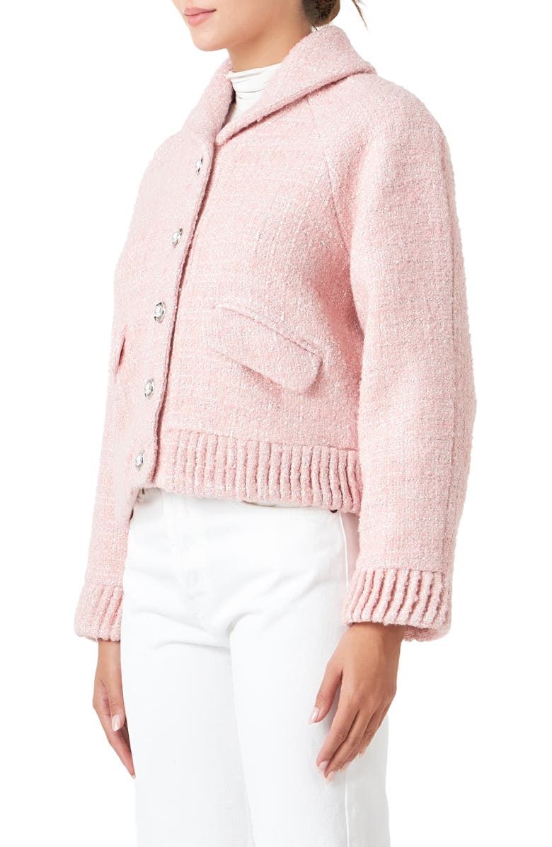 Endless Rose Metallic Tweed Jacket, Alternate, color, Blush Pink
