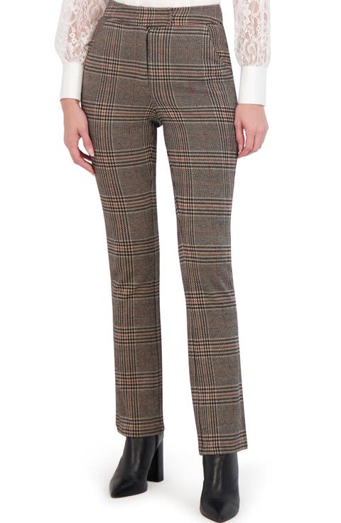 Plaid Knit Mini Bootcut Pants