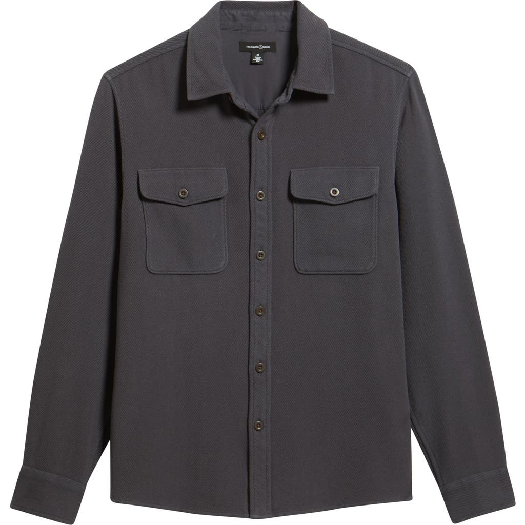 Treasure & Bond Texture Twill Button-up Shirt In Blue