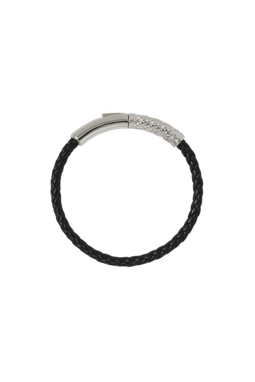 Burberry Leather Check Bracelet In Silver/black