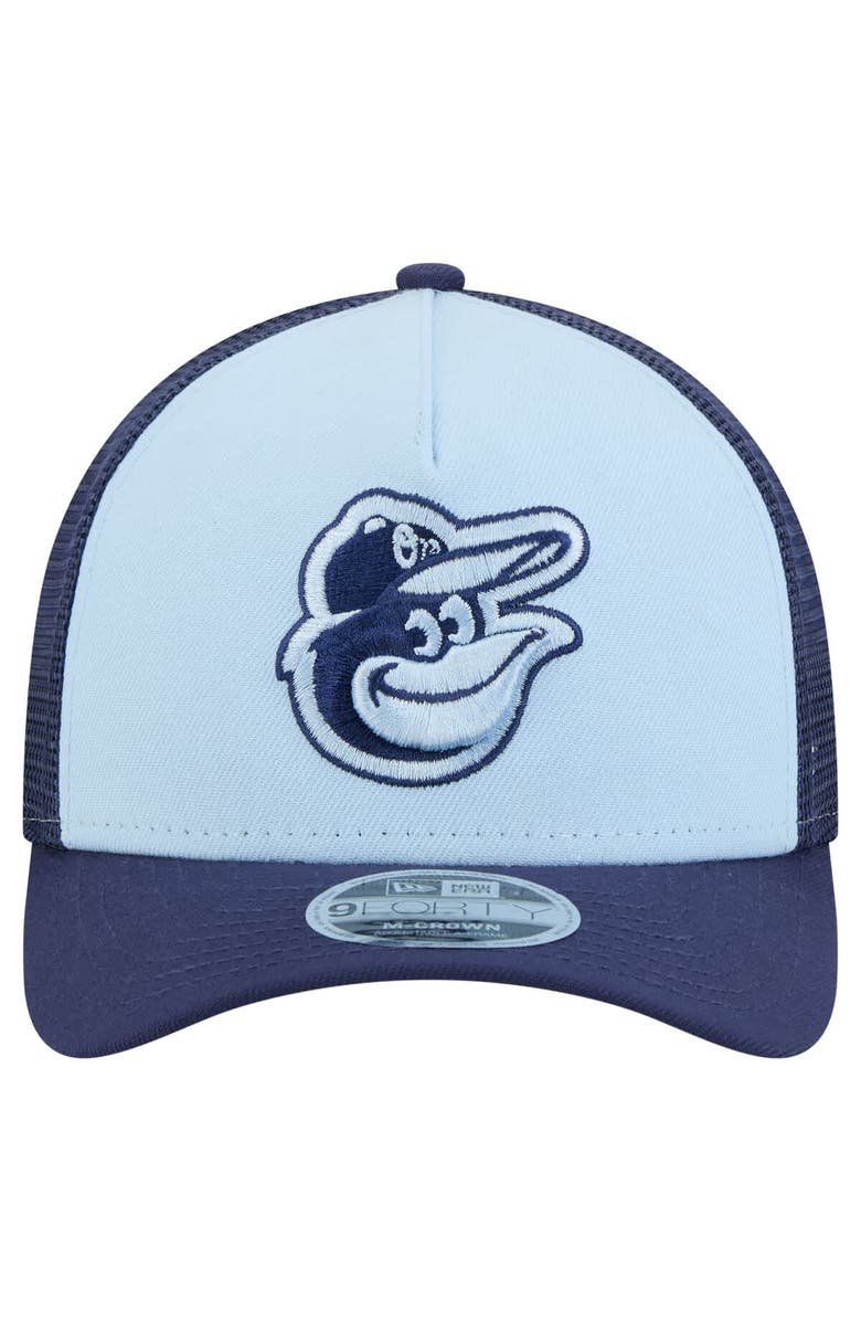 New Era Men's New Era Light Blue/Navy Baltimore Orioles 2-Tone Color Pack 9FORTY Adjustable Trucker Hat, Alternate, color,