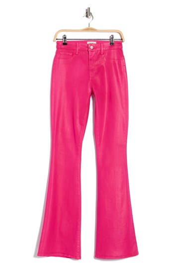 L'agence Marty Coated High Waist Flare Leg Jeans In Pink