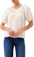 Karen Kane Floral Embroidered Button-Up Peasant Top